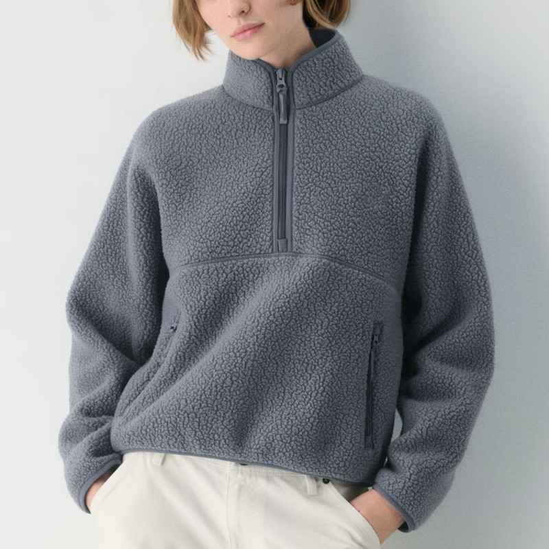 Equestrian Long Sleeve 1/2 Zip High Neck Fleece Sweater 