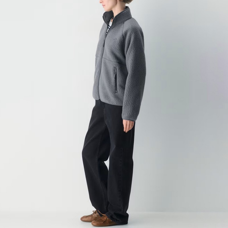 Breathable Warm Fleece High Neck Top Fleece Jacket with Zipper Pockets 