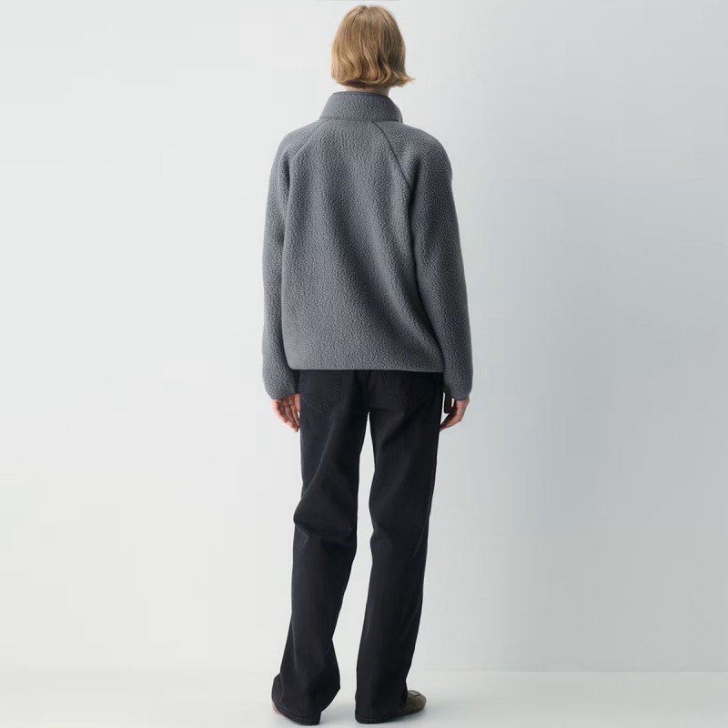 Breathable Warm Fleece High Neck Top Fleece Jacket with Zipper Pockets 
