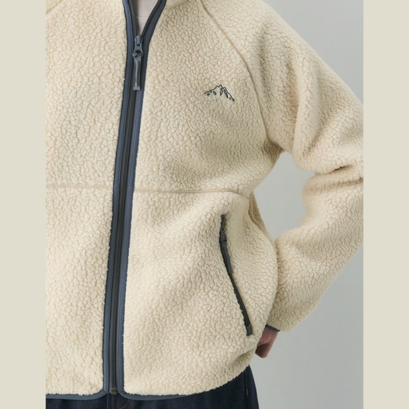 Breathable Warm Fleece High Neck Top Fleece Jacket with Zipper Pockets 
