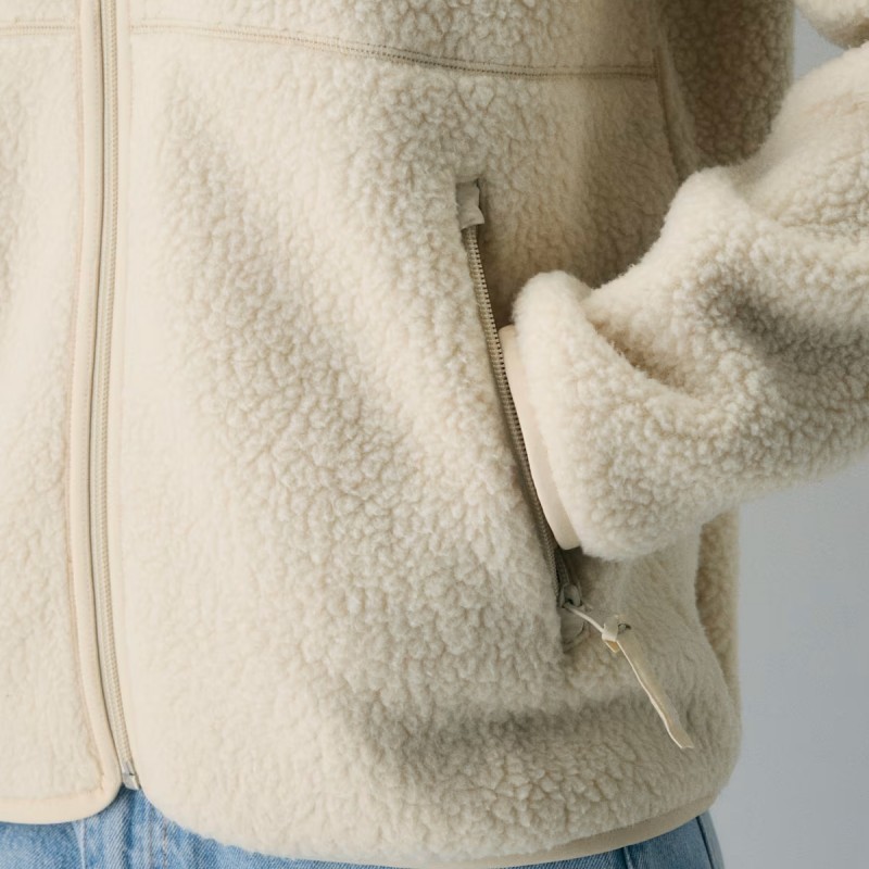 Breathable Warm Fleece High Neck Top Fleece Jacket with Zipper Pockets 