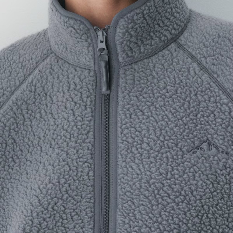 Breathable Warm Fleece High Neck Top Fleece Jacket with Zipper Pockets 
