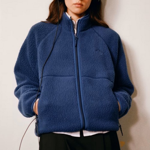 Breathable Warm Fleece High Neck Top Fleece Jacket with Zipper Pockets