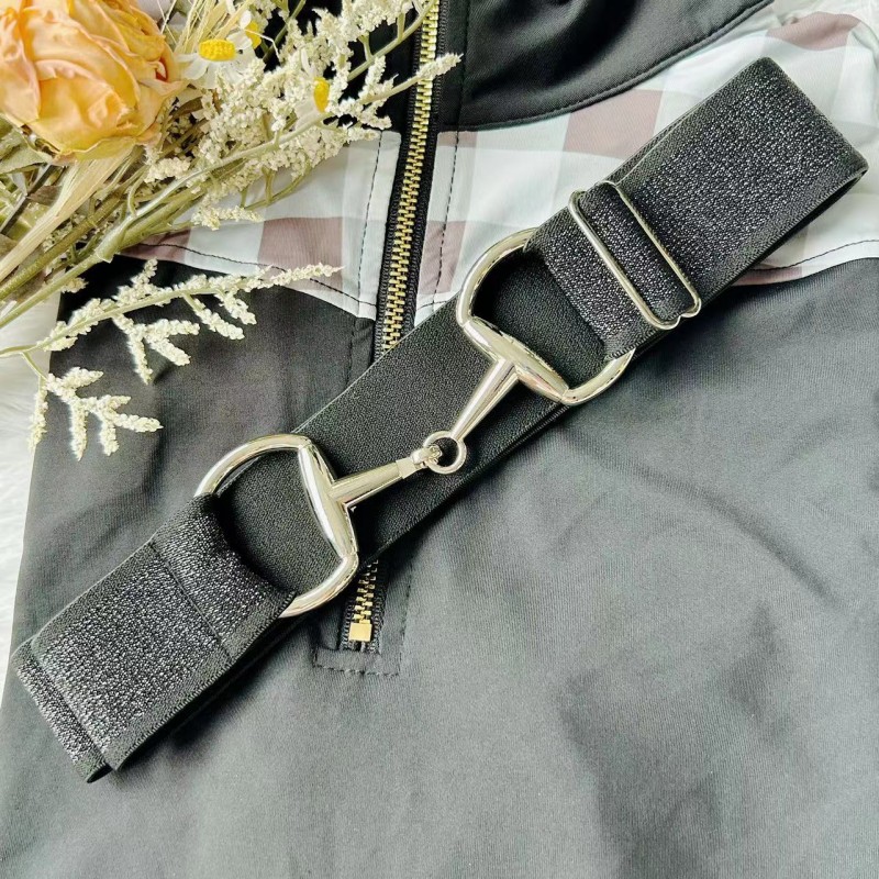 Belts-06 1.5 inch Stretch Elastic Equestrian Horse Riding Belts with Silver Bit Buckle for kids Belts-06 1.5 inch Stretch Elastic Equestrian Horse Riding Belts with Silver Bit Buckle for kids