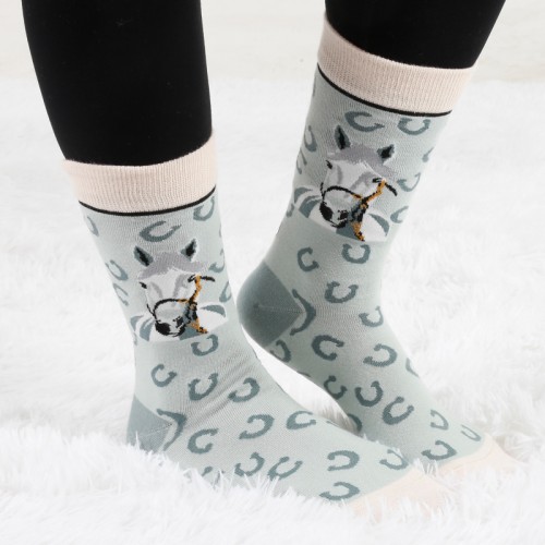 Horse Riding Casual Print Logo Socks