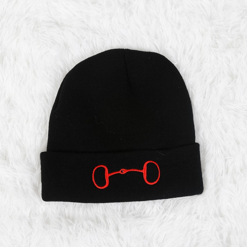 Caps-02 Equestrian Bits Logo Unisex Beanie for Men and Women Knit Hat Winter Beanies 