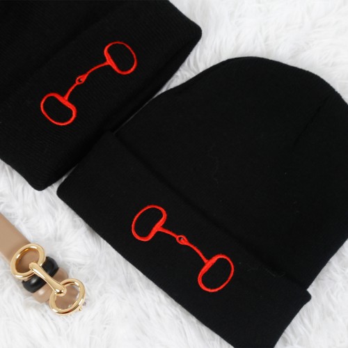 Caps-02 Equestrian Bits Logo Unisex Beanie for Men and Women Knit Hat Winter Beanies 