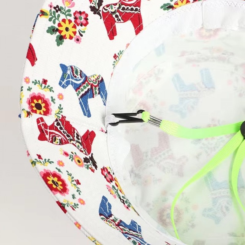 Caps-06  Equestrian Horse Print Bucket Hats for Men Women Luxury Plain Bulk Adult Unisex Cotton Customized Logo Bucket Hat 