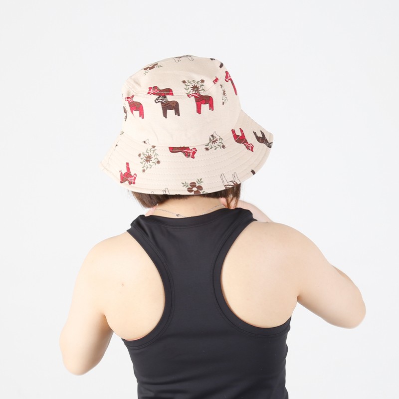 Caps-06  Equestrian Horse Print Bucket Hats for Men Women Luxury Plain Bulk Adult Unisex Cotton Customized Logo Bucket Hat 