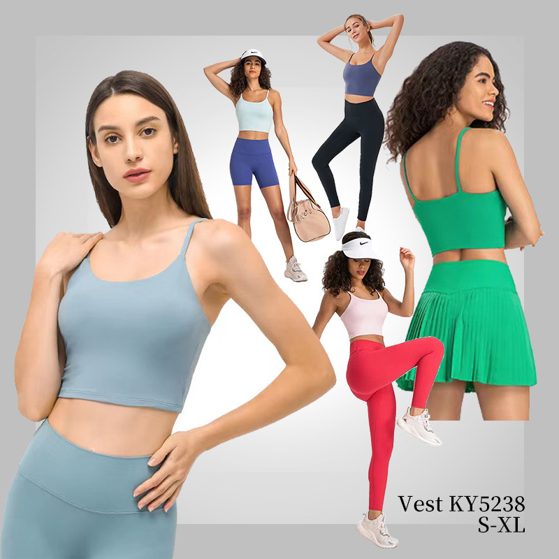 KY5238 Women Activewear Sports Crop top with pads 