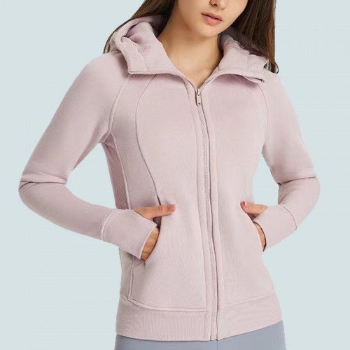 DJ028 Polyester Cotton Blend Fleece Soft hoodies with Zipper