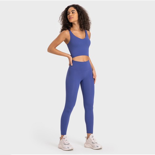 S2054 Square Neck Push UP Cropped Top and Leggings Yoga Sets