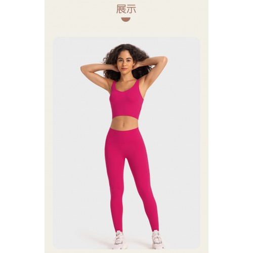 S2054 Square Neck Push UP Cropped Top and Leggings Yoga Sets