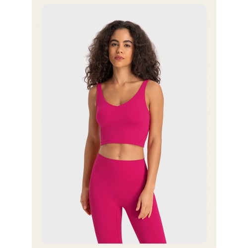 S2054 Square Neck Push UP Cropped Top and Leggings Yoga Sets