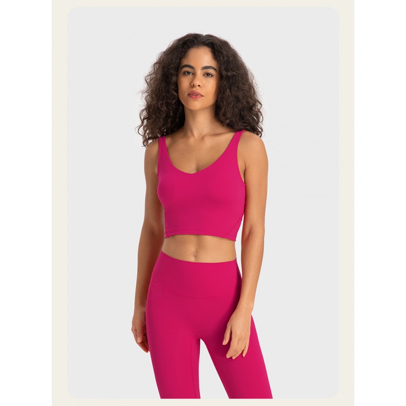 S2054 Square Neck Push UP Cropped Top and Leggings Yoga Sets 