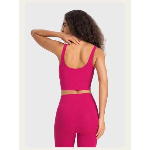 S2054 Square Neck Push UP Cropped Top and Leggings Yoga Sets