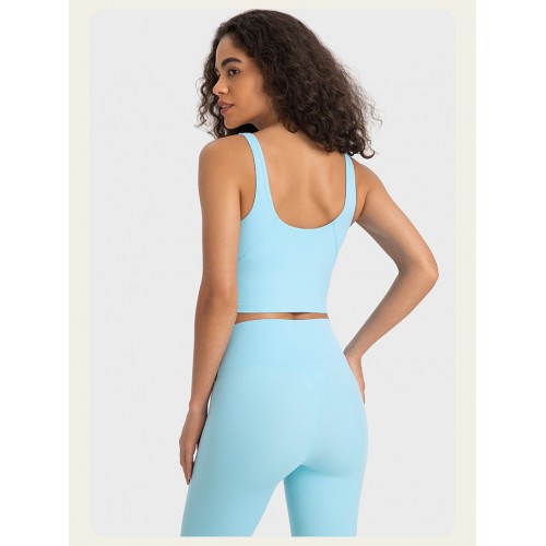 S2054 Square Neck Push UP Cropped Top and Leggings Yoga Sets