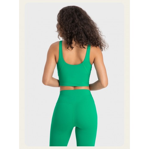 S2054 Square Neck Push UP Cropped Top and Leggings Yoga Sets 