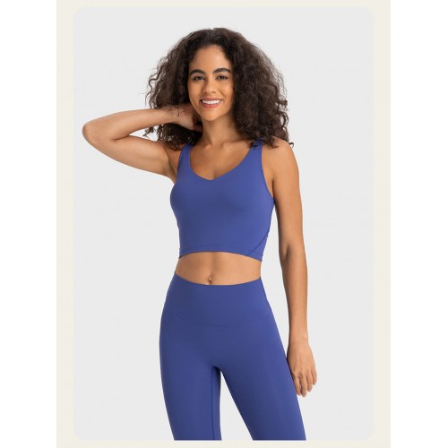 S2054 Square Neck Push UP Cropped Top and Leggings Yoga Sets