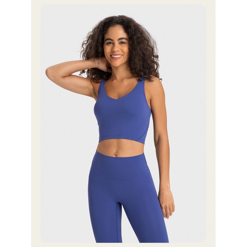 S2054 Square Neck Push UP Cropped Top and Leggings Yoga Sets 