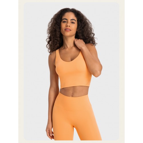 S2054 Square Neck Push UP Cropped Top and Leggings Yoga Sets