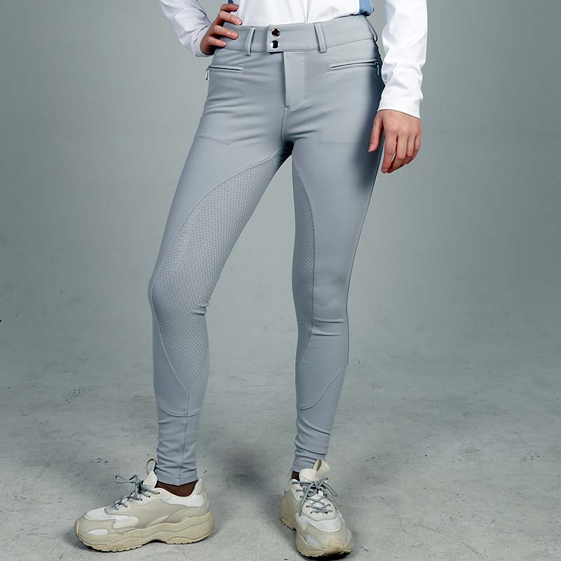 EQ-P018 320G 78%Polyester 22%Spandex - Power Stretch Hidden phone Pocket Half Seat Riding breeches 