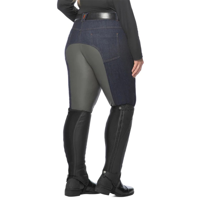EQ-P08 Washed Series 360 Strench Full Seat Patch Suede Denim Breeches