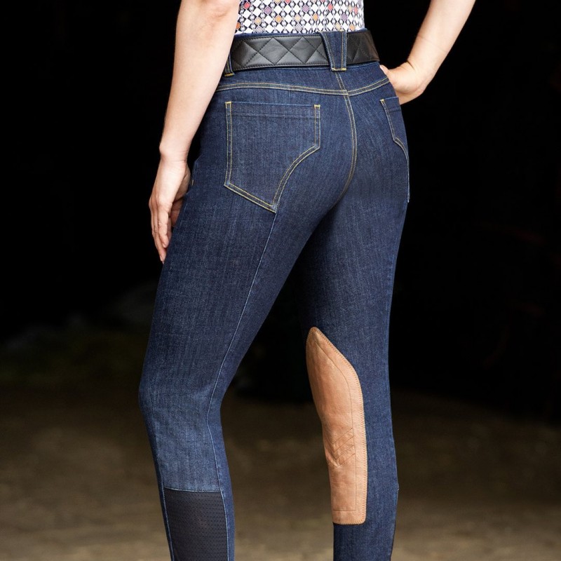 EQ-P09 Washed Series Knee Patch Suede Denim Breeches 