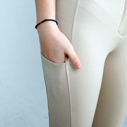 EQ-P017 350G 62%Nylon 38% Spandex - High Waist Thick Seamless Inside Leg Riding Breeches