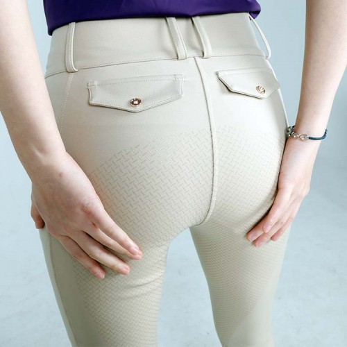 EQ-P017 350G 62%Nylon 38% Spandex - High Waist Thick Seamless Inside Leg Riding Breeches