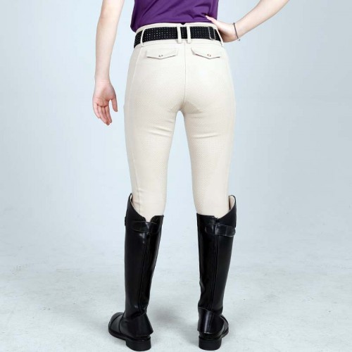 EQ-P017 350G 62%Nylon 38% Spandex - High Waist Thick Seamless Inside Leg Riding Breeches