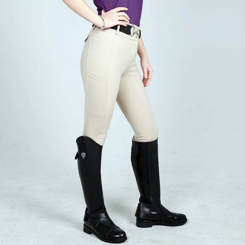 EQ-P017 350G 62%Nylon 38% Spandex - High Waist Thick Seamless Inside Leg Riding Breeches 