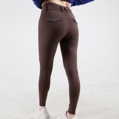 EQ-P019 330G 85%Nylon 15% Spandex - 4-way stretch Brown Silky Soft Full Seat Riding breeches 