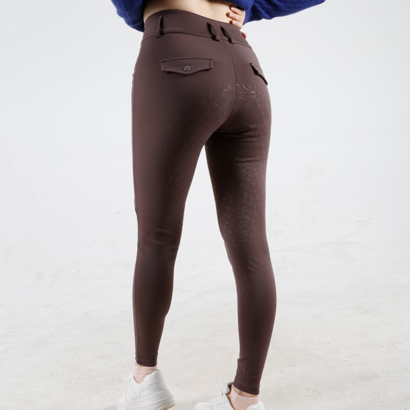 EQ-P019 330G 85%Nylon 15% Spandex - 4-way stretch Brown Silky Soft Full Seat Riding breeches 