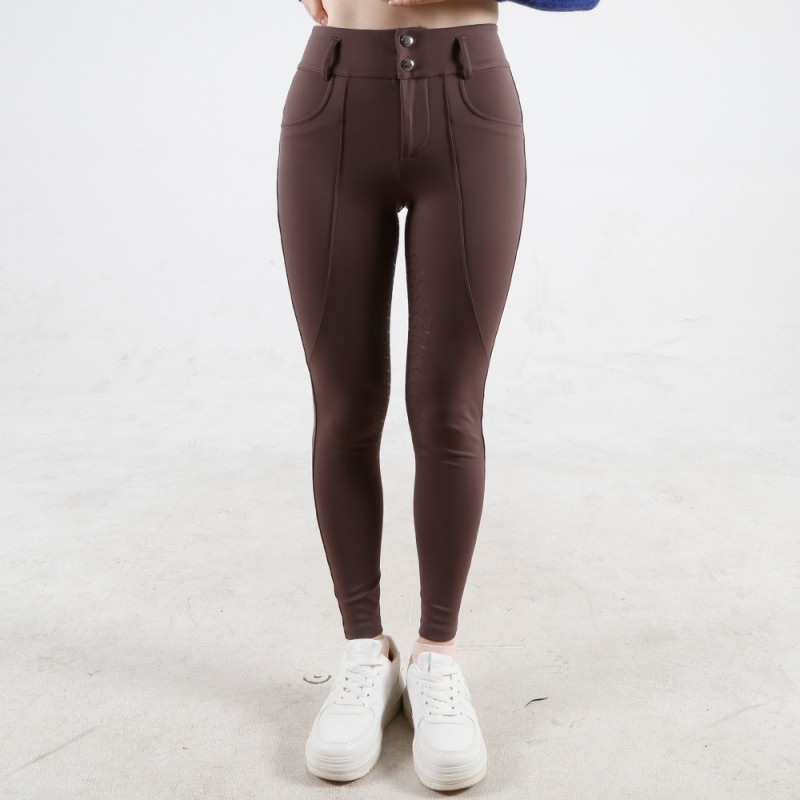 EQ-P019 330G 85%Nylon 15% Spandex - 4-way stretch Brown Silky Soft Full Seat Riding breeches 