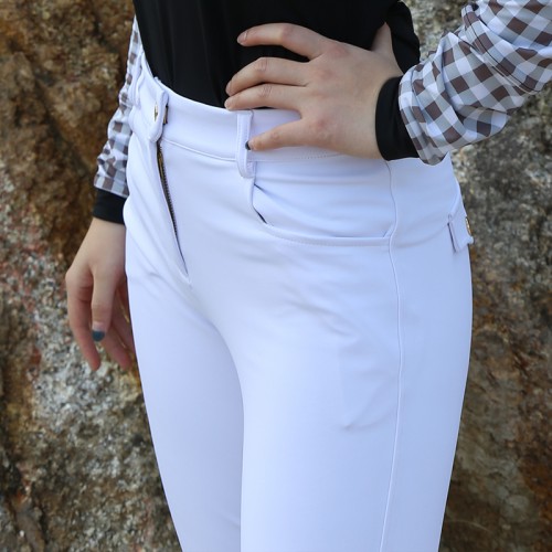 EQ-P025 350G 61%Polyester 39% Spandex -High Performance Classical White Equestrian Competition Breeches