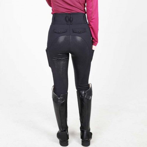 EQ-P016 350G 81%Nylon 19% Nylon 10% Spandex - Technical Waterproof  Lux Silky Full Seat Riding breeches