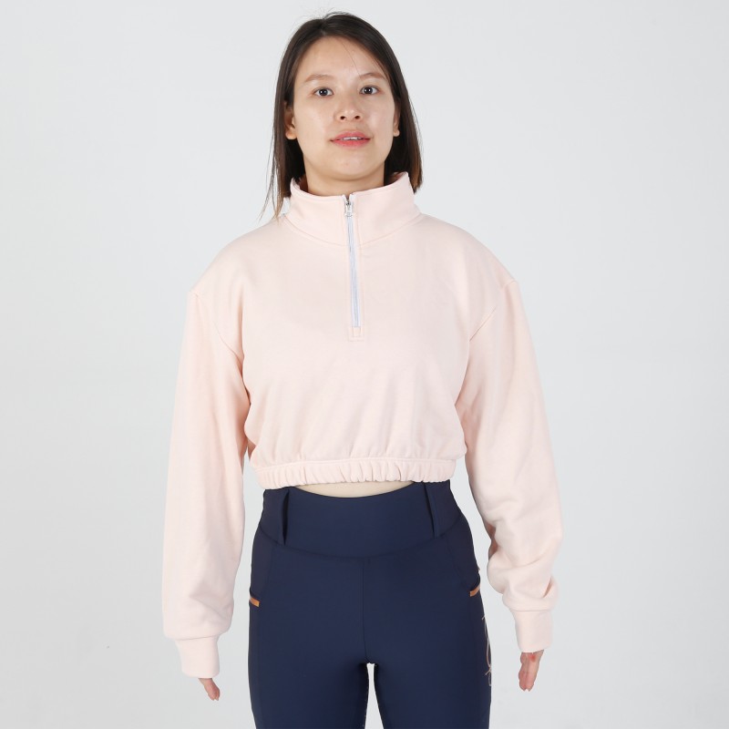 EQ-Pullover 02 Long Sleeve French Terry Slim Fit Equestrian Crop Pullover 