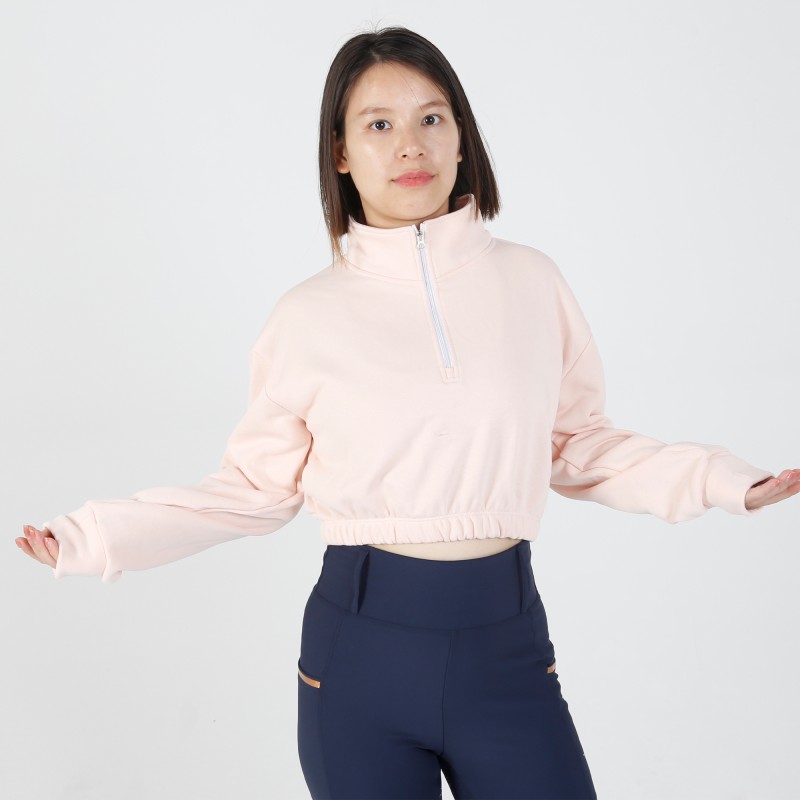 EQ-Pullover 02 Long Sleeve French Terry Slim Fit Equestrian Crop Pullover 