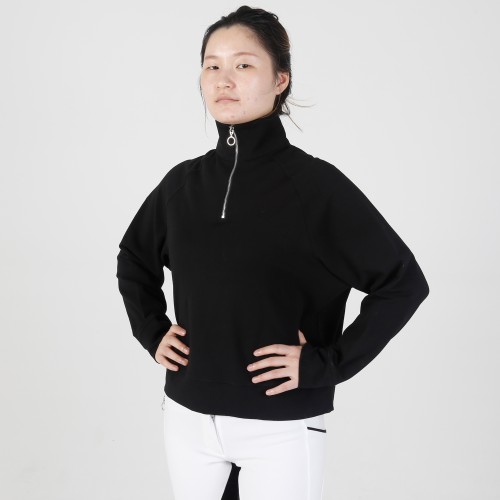 EQ-Pullover 03  Long Sleeve French Terry Slim Fit 1/4 Zipped Equestrian Pullover