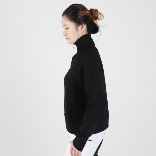 EQ-Pullover 03  Long Sleeve French Terry Slim Fit 1/4 Zipped Equestrian Pullover