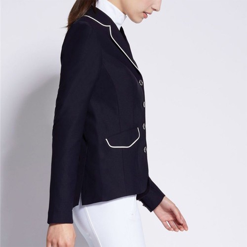 EQ-ShowJacket-03 320G 81% Nylon 19% Spandex- Stripe Hidden zipper Equestrian Riding Coat