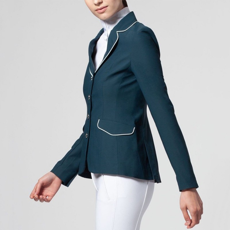 EQ-ShowJacket-03 320G 81% Nylon 19% Spandex- Stripe Hidden zipper Equestrian Riding Coat 