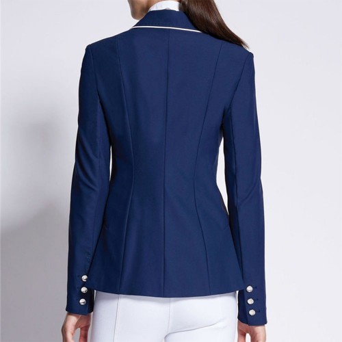 EQ-ShowJacket-03 320G 81% Nylon 19% Spandex- Stripe Hidden zipper Equestrian Riding Coat