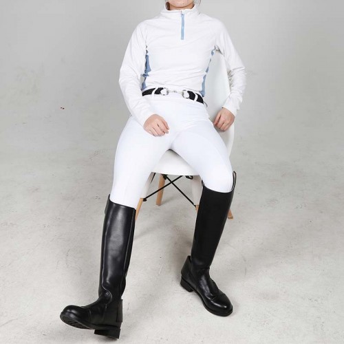 EQ-T012 320G 78%Polyester 22%Spandex Squat-proof Stretchy White Women Horse Riding Tights