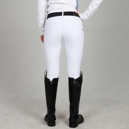 EQ-T012 320G 78%Polyester 22%Spandex Squat-proof Stretchy White Women Horse Riding Tights