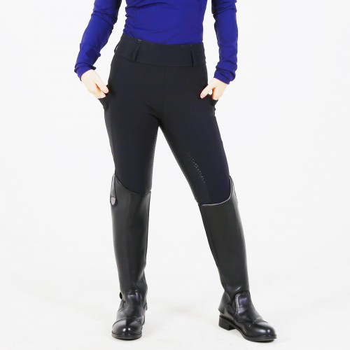 EQ-T02 350G 81%Nylon 19% Spandex Waterproof Black Full Seat Horse Riding Tights