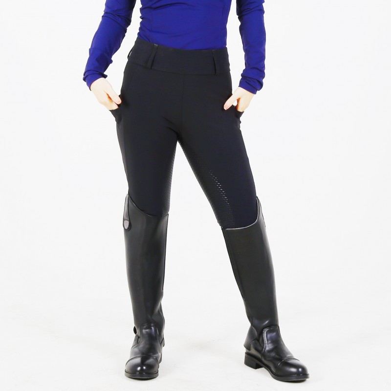 EQ-T02 350G 81%Nylon 19% Spandex Waterproof Black Full Seat Horse Riding Tights 