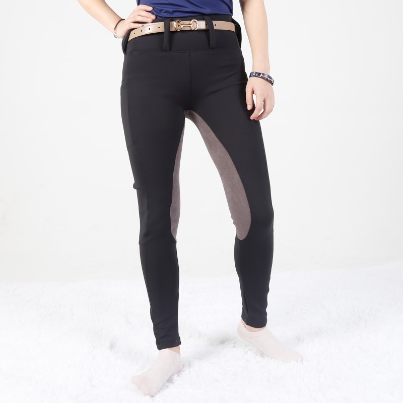 EQ-T03 320G 84%Polyester 16% Spandex Full Seat Suede Patch Horse Riding Tights 