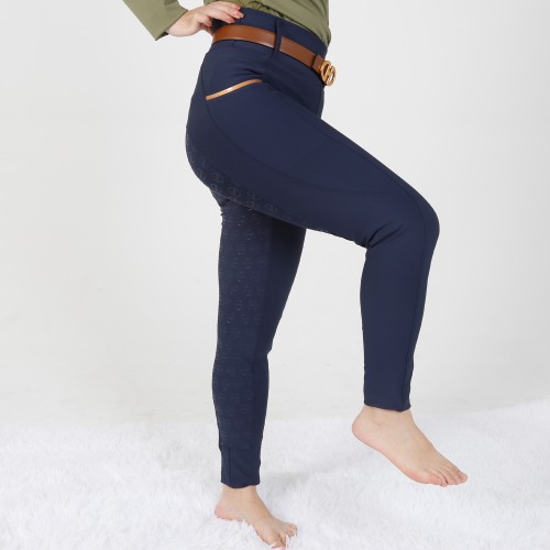 EQ-T04 320GSM 72% Nylon 28% Spandex High Waist Women Full Seat Silicone Riding Breeches